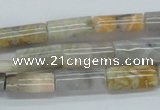 CAB135 15.5 inches 8*16mm flat column bamboo leaf agate beads