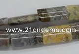 CAB137 15.5 inches 12*20mm flat column bamboo leaf agate beads