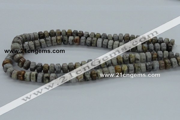 CAB140 15.5 inches 7*10mm roundel bamboo leaf agate beads
