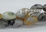 CAB145 15.5 inches 8*16mm twisted rice bamboo leaf agate beads