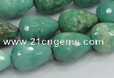 CAB15 15.5 inches 12*18mm faceted teardrop green grass agate beads
