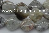 CAB155 15.5 inches 14*14mm diamond bamboo leaf agate beads