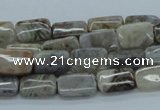 CAB156 15.5 inches 8*12mm rectangle bamboo leaf agate beads