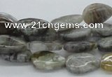 CAB159 15.5 inches 10*15mm flat teardrop bamboo leaf agate beads