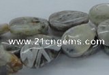 CAB161 15.5 inches 12*18mm flat teardrop bamboo leaf agate beads