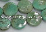 CAB34 15.5 inches 18mm faceted coin green grass agate gemstone beads
