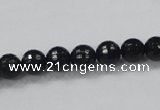 CAB343 15.5 inches 8mm faceted round black agate gemstone beads
