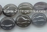 CAB350 15.5 inches 16mm flat round grey agate gemstone beads