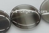 CAB352 15.5 inches 35mm flat round grey agate gemstone beads