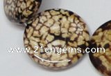 CAB631 15.5 inches 30mm flat round leopard skin agate beads wholesale