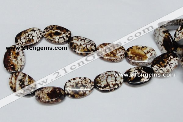 CAB634 15.5 inches 20*30mm twisted oval leopard skin agate beads