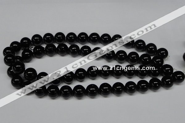 CAB727 15.5 inches 14mm round black agate gemstone beads wholesale
