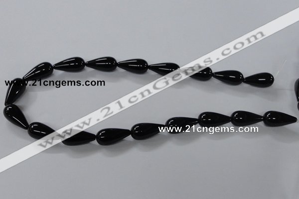 CAB739 15.5 inches 10*22mm teardrop black agate gemstone beads