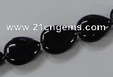 CAB746 15.5 inches 12*16mm flat teardrop black agate gemstone beads