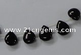 CAB753 15.5 inches 8*10mm top-drilled flat teardrop black agate beads