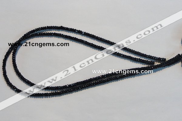 CAB785 15.5 inches 2*4mm faceted rondelle black agate gemstone beads
