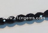 CAB790 15.5 inches 8*10mm faceted rice black agate gemstone beads