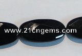 CAB808 15.5 inches 15*30mm faceted oval black gemstone agate beads