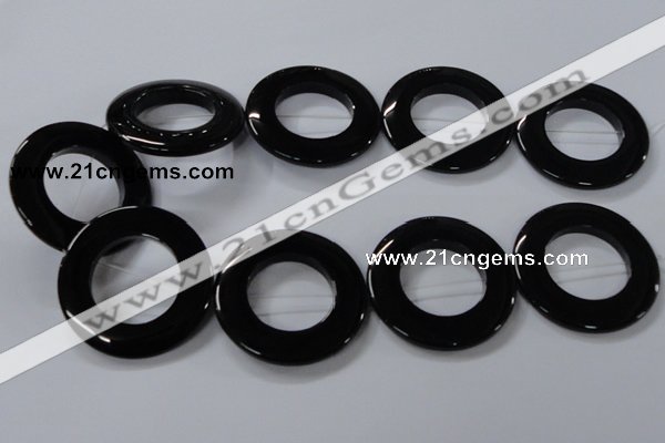 CAB858 15.5 inches 45mm donut black agate gemstone beads wholesale