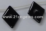 CAB870 22*40mm top-drilled rhombic black agate gemstone beads wholesale
