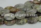 CAB89 15.5 inches 10*14mm oval silver needle agate gemstone beads