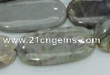 CAB92 15.5 inches 20*40mm oval silver needle agate gemstone beads