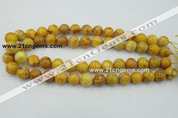 CAB936 15.5 inches 14mm round yellow crazy lace agate beads wholesale