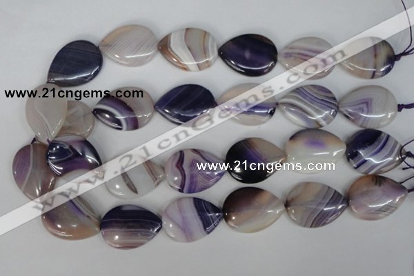 CAG1215 15.5 inches 22*30mm flat teardrop line agate gemstone beads