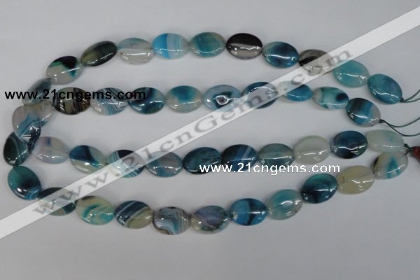 CAG1291 15.5 inches 13*18mm oval line agate gemstone beads