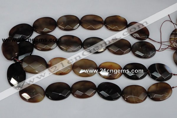 CAG1351 15.5 inches 22*30mm faceted oval line agate gemstone beads