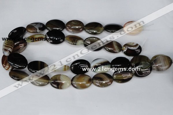 CAG1375 15.5 inches 18*25mm oval line agate gemstone beads