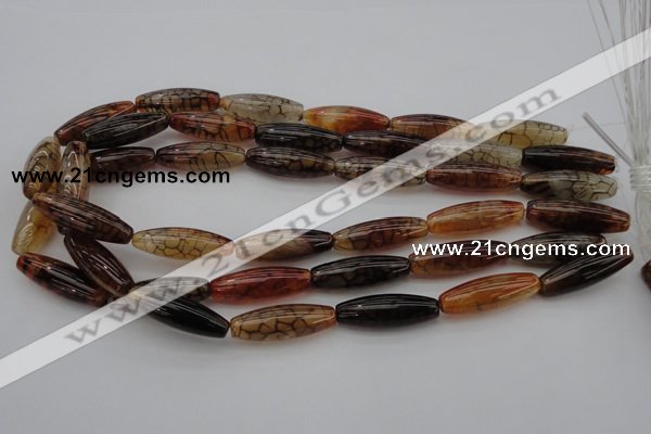 CAG1454 15.5 inches 10*30mm rice dragon veins agate beads