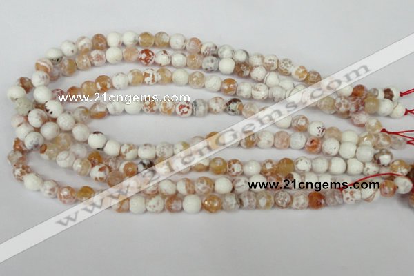 CAG1511 15.5 inches 8mm faceted round fire crackle agate beads
