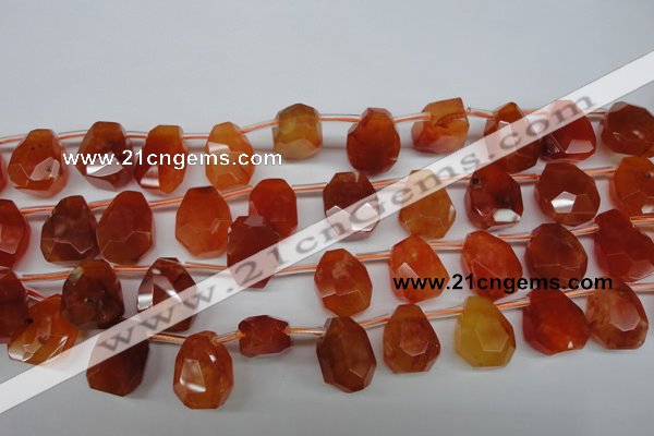 CAG1680 Top-drilled 15*18mm faceted nuggets red agate gemstone beads