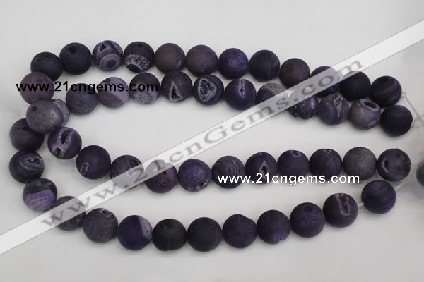 CAG1853 15.5 inches 16mm round matte druzy agate beads whholesale