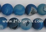 CAG1856 15.5 inches 14mm round matte druzy agate beads whholesale