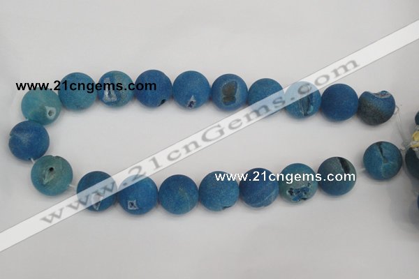 CAG1859 15.5 inches 20mm round matte druzy agate beads whholesale