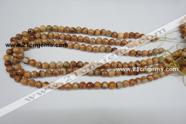 CAG1886 15.5 inches 8mm faceted round lemon crazy lace agate beads