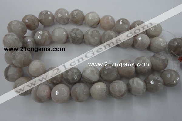 CAG1911 15.5 inches 20mm faceted round grey agate beads wholesale