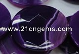 CAG205 15.5 inches 50mm faceted coin purple agate gemstone beads