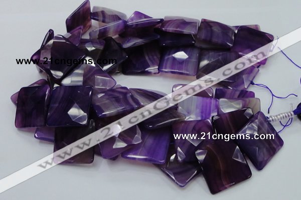 CAG207 15.5 inches 30*30mm faceted square purple agate beads