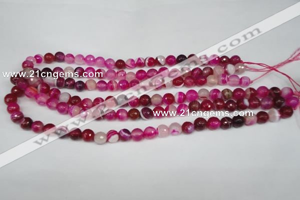 CAG2086 15.5 inches 8mm faceted round fuchsia line agate beads