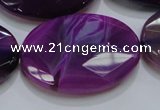 CAG210 15.5 inches 25*35mm faceted oval purple agate gemstone beads