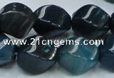 CAG220 15.5 inches 13*18mm twisted blue agate gemstone beads