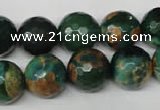 CAG2225 15.5 inches 14mm faceted round fire crackle agate beads