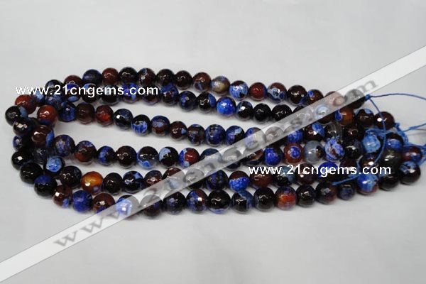 CAG2233 15.5 inches 10mm faceted round fire crackle agate beads
