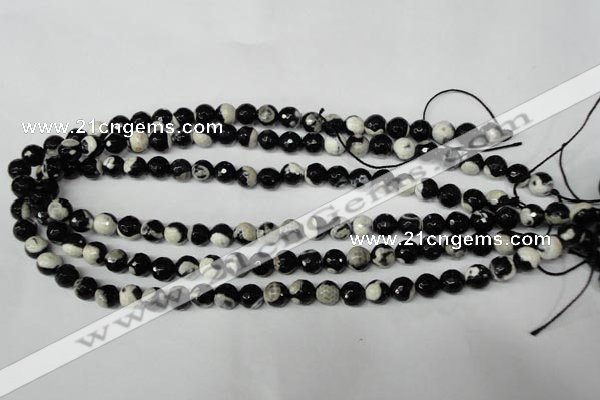 CAG2242 15.5 inches 8mm faceted round fire crackle agate beads