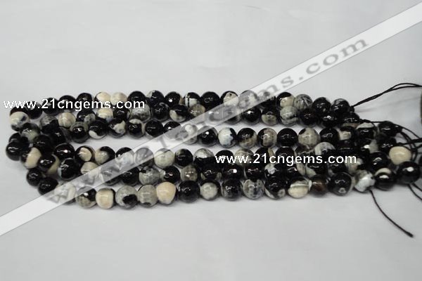 CAG2243 15.5 inches 10mm faceted round fire crackle agate beads