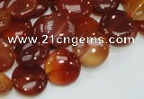CAG225 15.5 inches 12mm flat round red agate gemstone beads