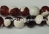 CAG2254 15.5 inches 12mm faceted round fire crackle agate beads
